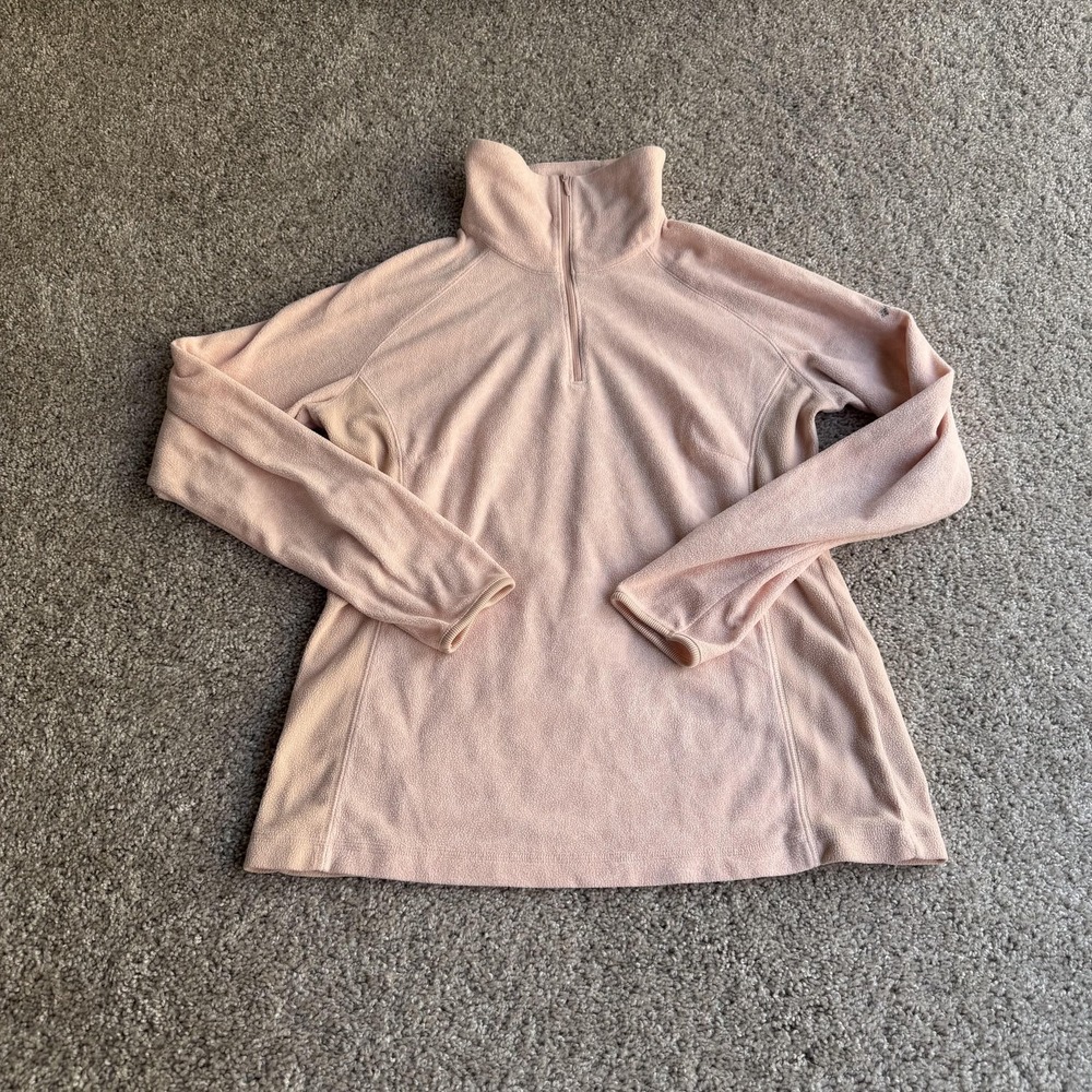 Columbia Pullover Womens Large Pink Fleece 1/4 Zip Mock Neck Hiking Outdoor Top